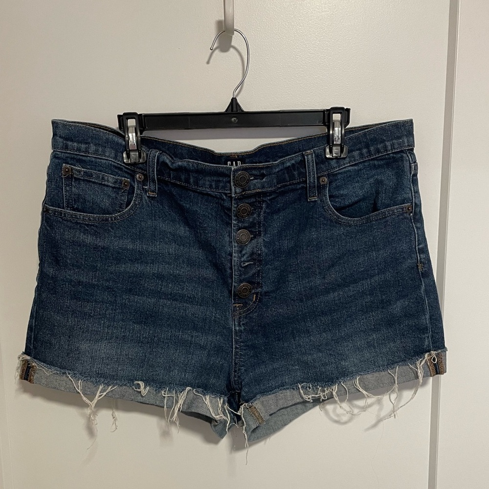 Gap Dark Denim Shorts Button Fly
